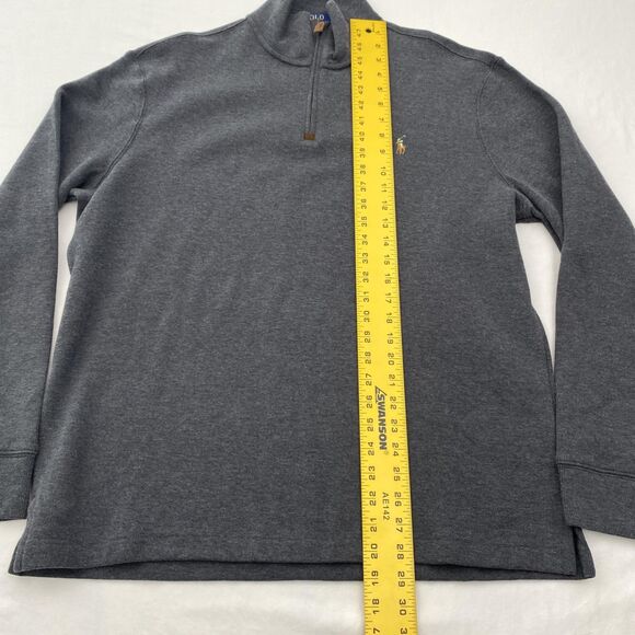 Polo Ralph Lauren 1/4 Zip Sweater Gray Cotton Pony Logo Mens Large - Picture 10 of 10